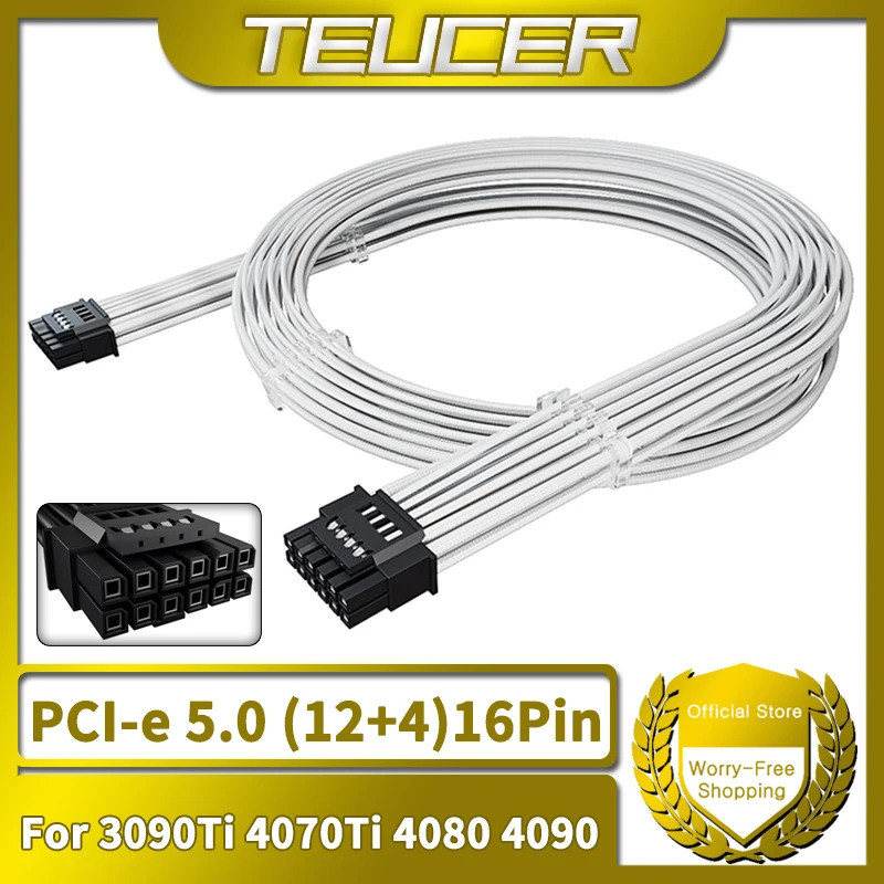HB TEUCER 730 มม.PCI-e 5.0 สาย GPU 12 + 4 พิน 12VHPWR ATX 3.0 Modular สายไฟสําหรับ Geforce RTX 3090T