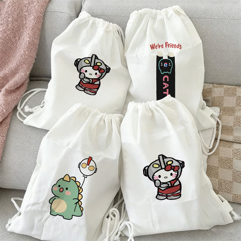 กระเป๋าหูรูดพิมพ์ลาย Superman และ Hello Kitty สําหรับไปโรงเรียน กีฬา และการเดินทาง