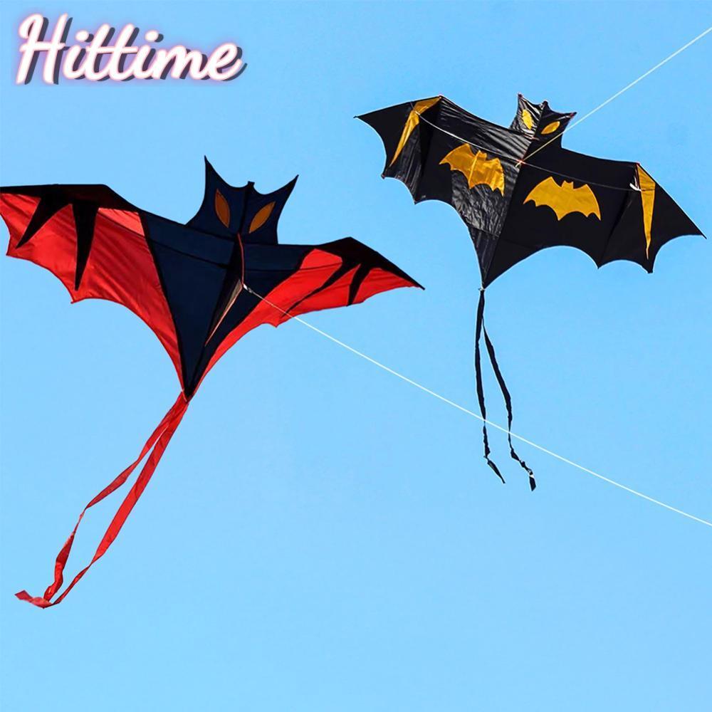 HITTIME 1.6m ขนาดใหญ่ค้างคาว Kite เหมือนจริง Easy to Fly Delta Kite สําหรับเด็กเด็กเริ่มต้นชายหาดกลา