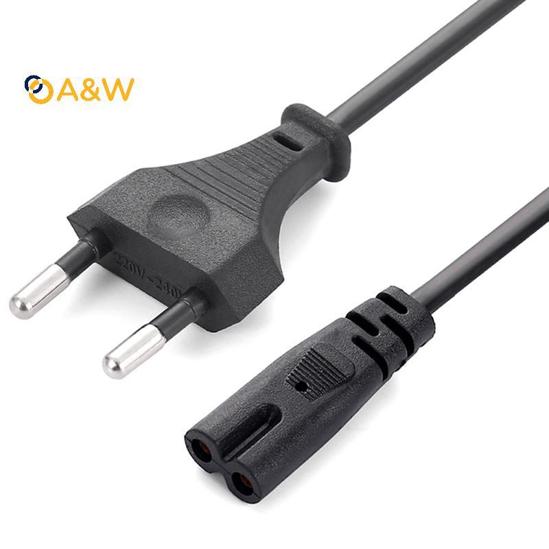A & W EU สายไฟ 2pin IEC320 C7 US สายไฟสําหรับ Dell แล็ปท็อปชาร์จ Canon Epson เครื่องพิมพ์วิทยุลําโพง