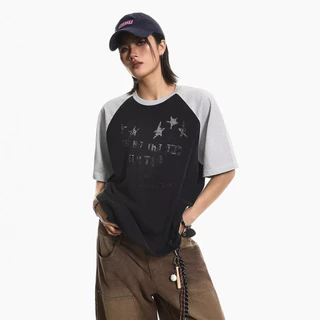 PannoFluxus เสื้อยืดผู้ชายแขนสั้น อเมริกันย้อนยุค สไตล์อินเทรนด์