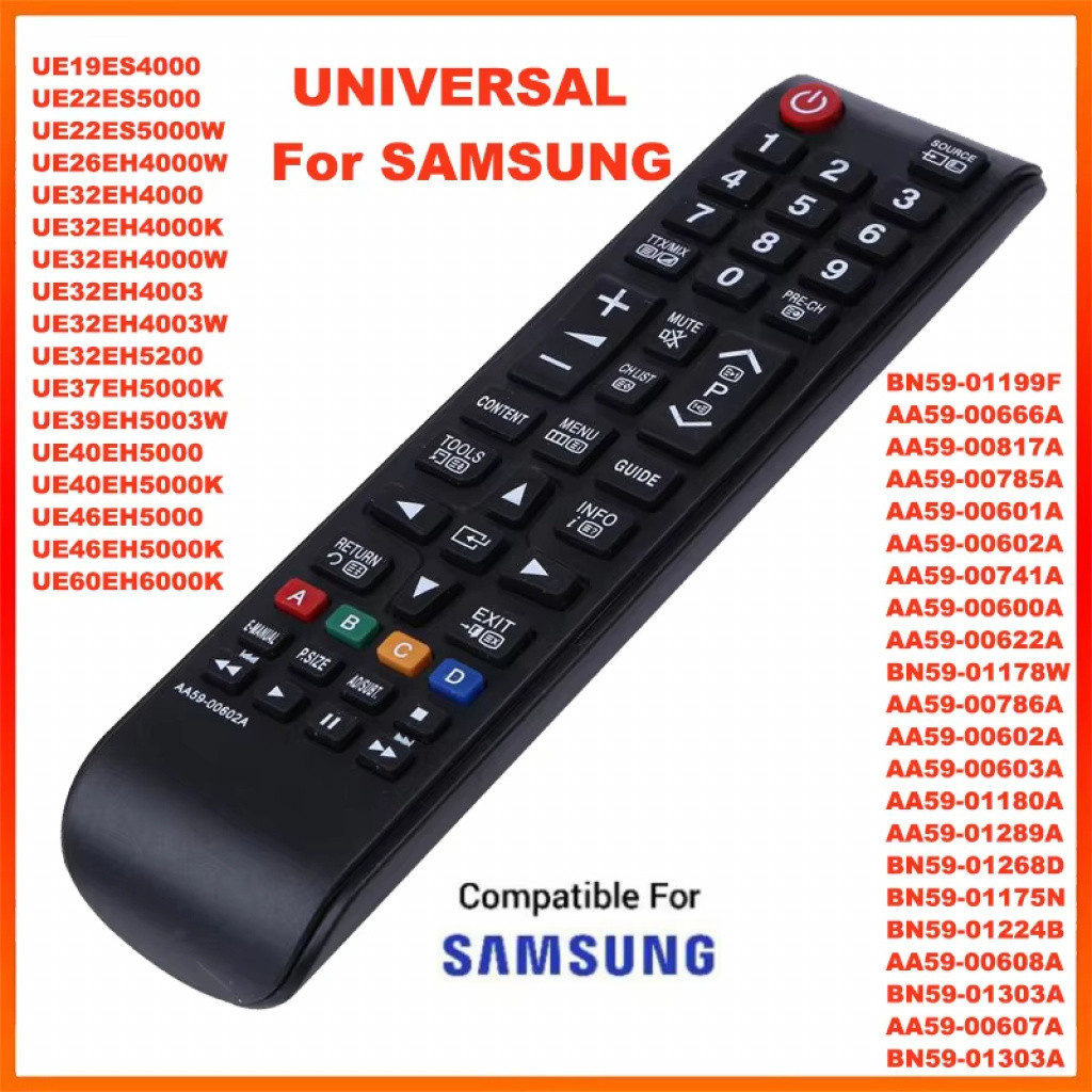 รีโมทคอนโทรลแบบสากลใหม่ Samsung AA59-00602A สำหรับทีวี LED 3D สมาร์ททีวีทุกรุ่น AA59-00607A AA59-0074 TV