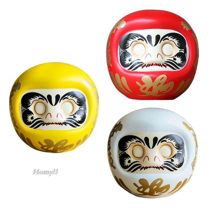 [Homyl1] ญี่ปุ่นเซรามิค Daruma ตุ๊กตา Rich Fortune Sculpture Lucky Charm ความแปลกใหม่สําหรับชั้นวางหนังสือสํานักงานห้องนอนโต๊ะของขวัญ