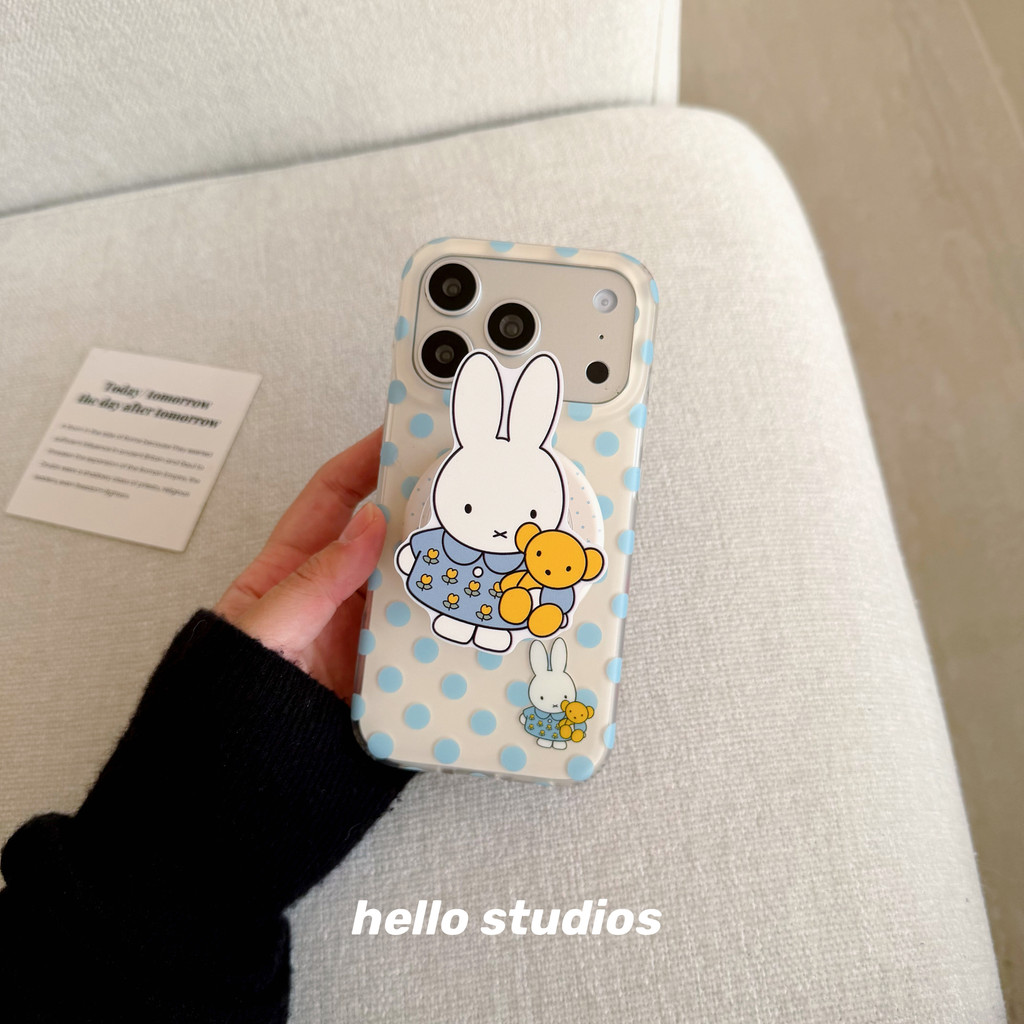 การ์ตูนการ์ตูน Polka Dot Miffy วงเล็บแม่เหล็ก Samsung S26 S22 S23 S24 S25 ultra Girl S25FE ใหม่เคสโทรศัพท์ป้องกันกรณี A56