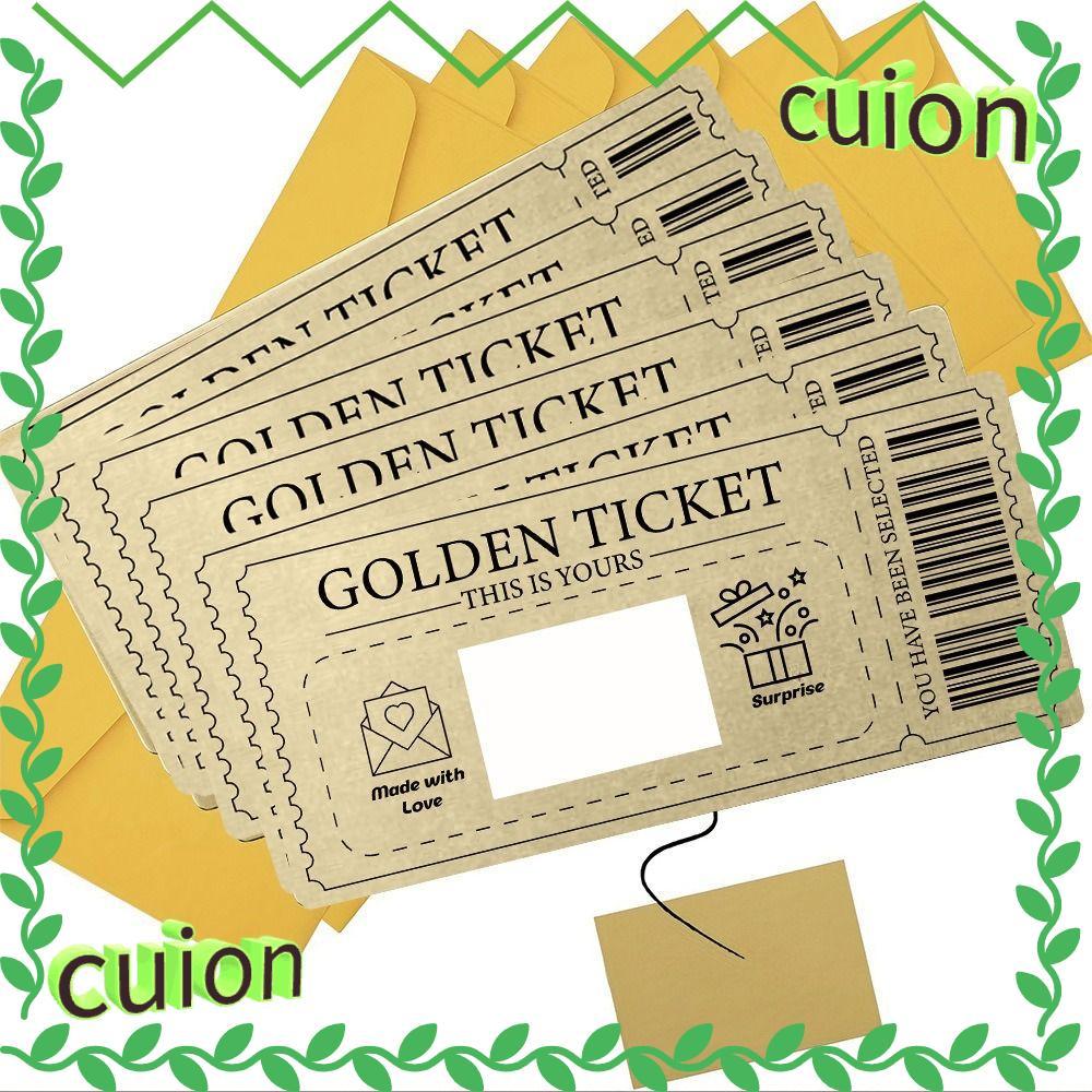 CUION1413 การ์ดขูดตั๋วทอง, พร้อมตั๋วคอนเสิร์ตซองจดหมาย, ตั๋วรอยขีดข่วนสําหรับงานปาร์ตี้ Raffle ของขวัญ Scratch- Card สําหรับการ์ดวันวาเลนไทน์