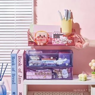 Kuromi กล่องเก็บของโปร่งใสอะคริลิค Sanrio กล่องเก็บเครื่องสําอางเครื่องเขียน Tidy-up