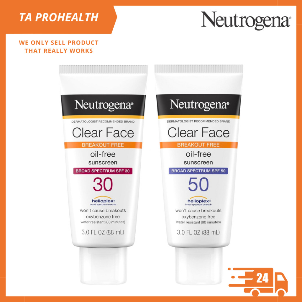 Neutrogena Clear Face Breakout Free Oil Free Sunscreen SPF30 / SPF50 88ml