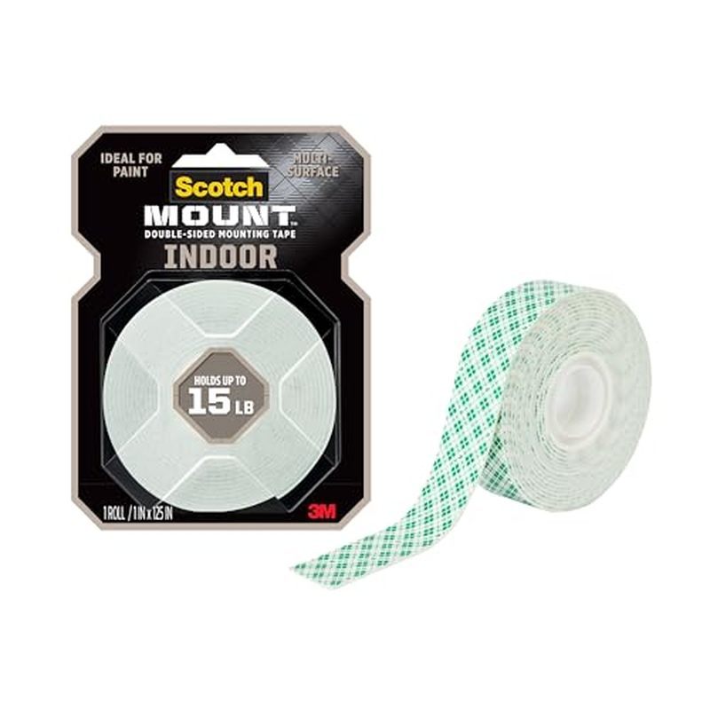 ided Mounting White Tape, 1 in x 125 in (10.4 ft), Features 3M Industrial Strength Adhesive, No Mess