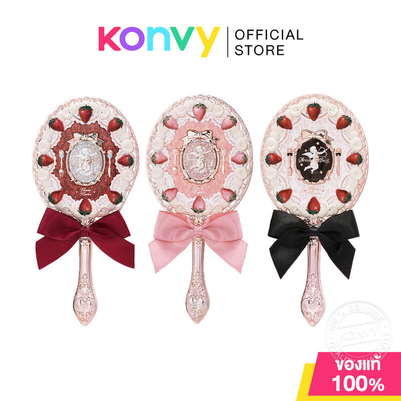 Flower Knows Strawberry Cupid Collection Hand Mirror 1 ชิ้น Flower Knows Makeup Mirror (กํามะหยี่สีแ
