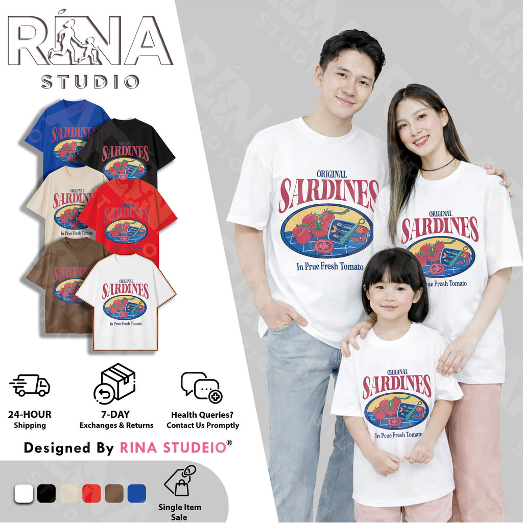 พร้อมส่ง & จัดส่งภายใน 24 ชั่วโมง) RINA STUDIO Family Couple T-Shirt Set with Sea Animal Motif แขนสั