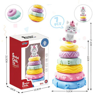 Berma Baby ของเล่นห่วงเรียงซ้อน ห่วงเจดีย์สวมหลัก ห่วงหลากสี ของเล่นเพื่อการศึกษา อายุ 1-3 ปี
