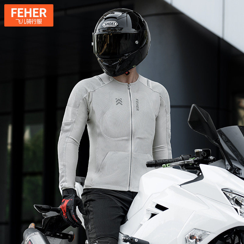 FEHER FEHER เสื้อเจอร์ซีย์นักปั่นมอเตอร์ไซค์ฤดูร้อนผู้ชายเสื้อแข่งกันกระแทกน้ําหนักเบาตาข่ายระบายอาก
