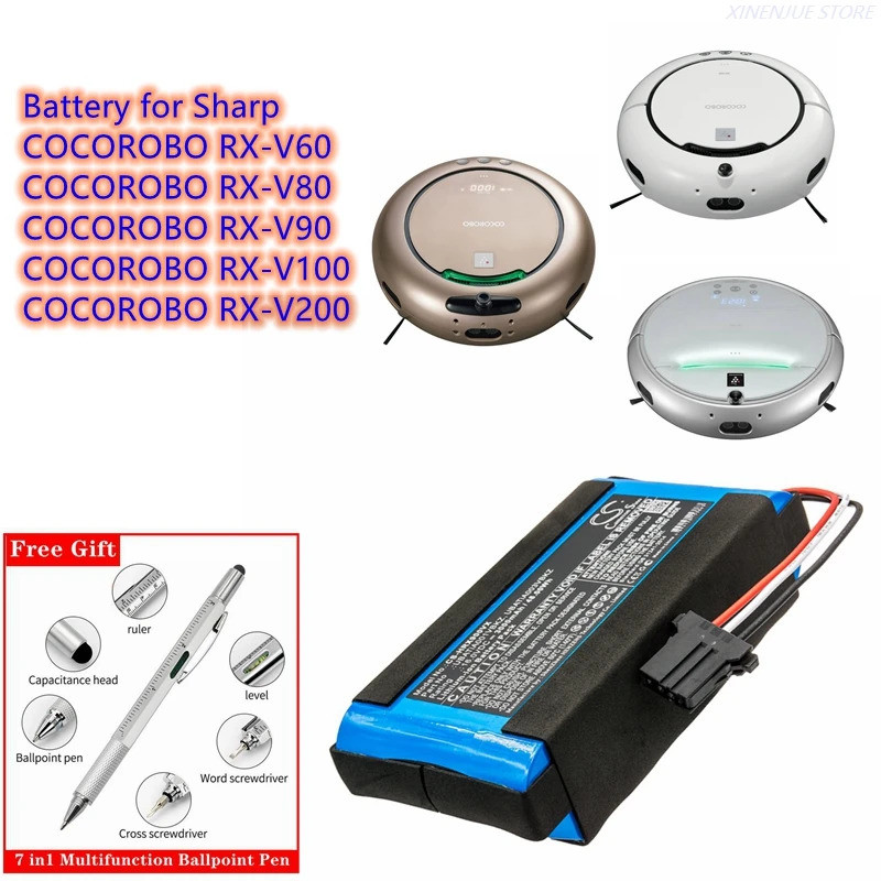เครื่องดูดฝุ่นหุ่นยนต์แบตเตอรี่ F-491-810-1, LIS5003SPP, UBATiA003VBKZ สําหรับ Sharp COCOROBO RX-V60