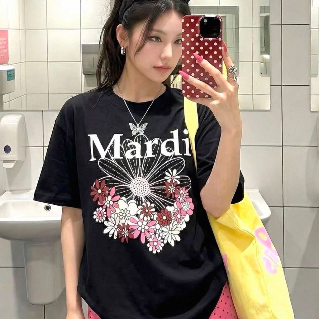 ใหม่ Mardi Daisy Garden Floral Series เสื้อยืดผ้าฝ้าย 100% แขนสั้นหลวมสําหรับผู้หญิง