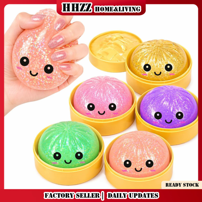 5.5 ซม. Mini Sparkling Powder Bun Pinch Music, ชุด 1-5 s, ของเล่นบีบอัดฟื้นตัวช้าสําหรับเด็กและผู้ใหญ่, ของเล่นระบาย