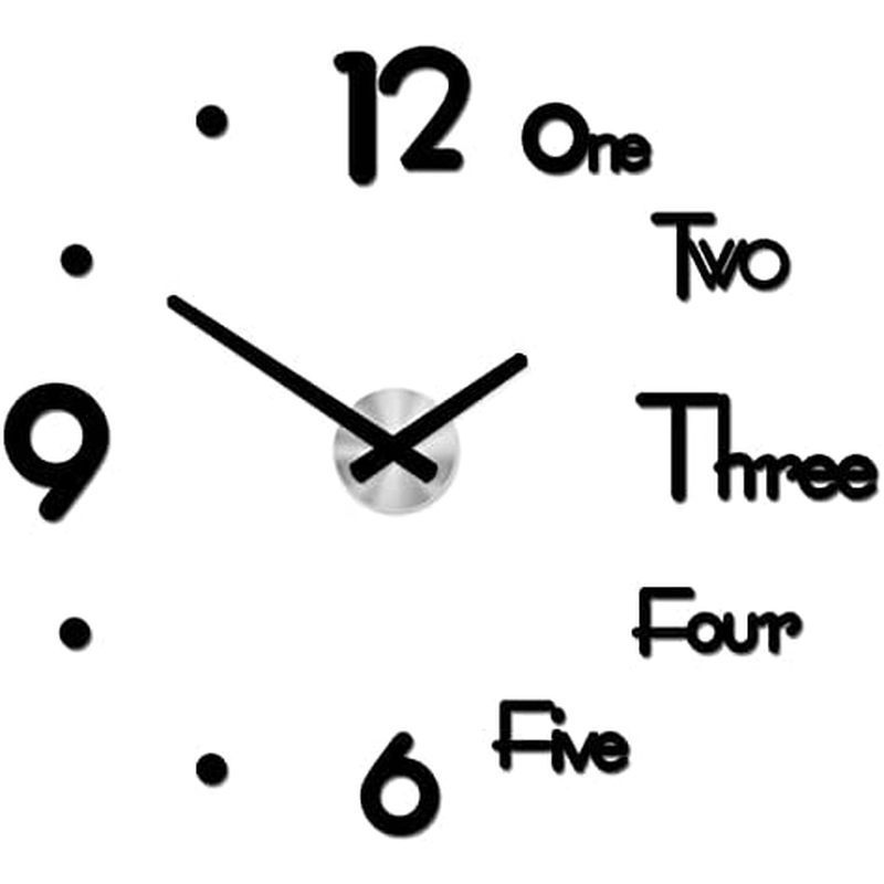 Large Nordic Minimalist Wall Clock|Fashion Creative DIY Decor Clock|Battery Operated/Non-Ticking/Eas