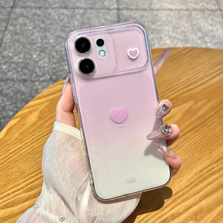 เคส Vivo V70 V60 Lite V50 V40 Y200 5G เคสใสรูปหัวใจ กันกระแทก เคสสีไล่ระดับ ผิวสากนุ่มแบบผิวด้าน กันลายนิ้วมือ เคสหลังโทรศัพท์