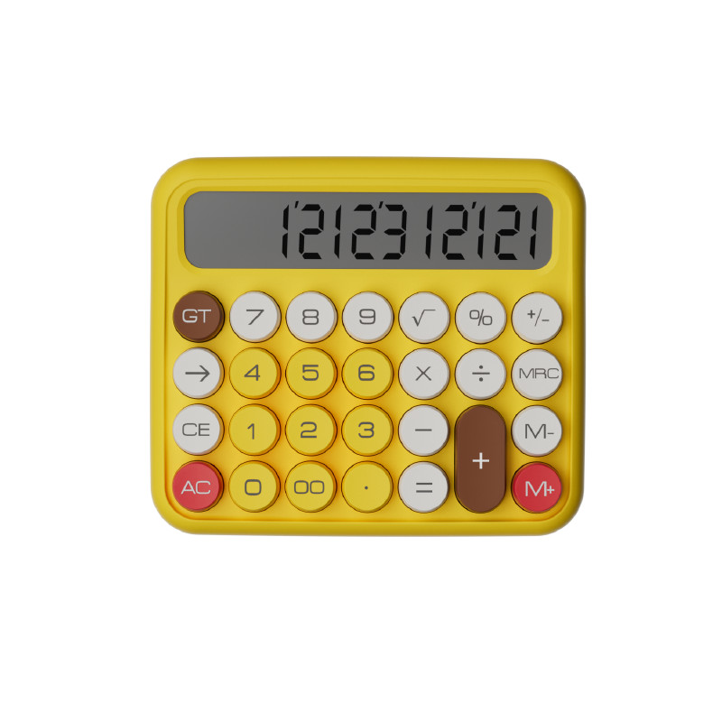 JUNNO เครื่องคิดเลข 12 หลัก สไตล์เรโทร รุ่น JN800 สีเหลือง PIKA YELLOW