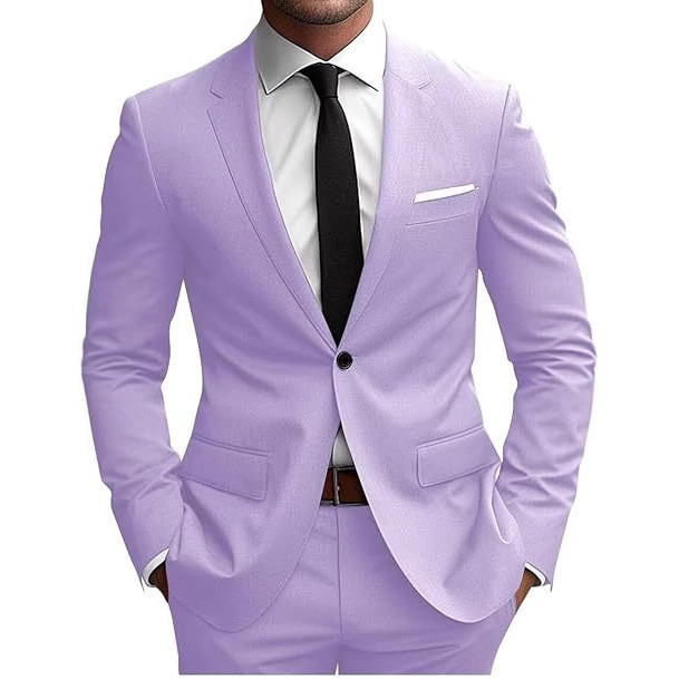 ผู้ชายทั้งชุด Barge Collar Slim-fit Single Button Design Suit Business Occasion Suit
