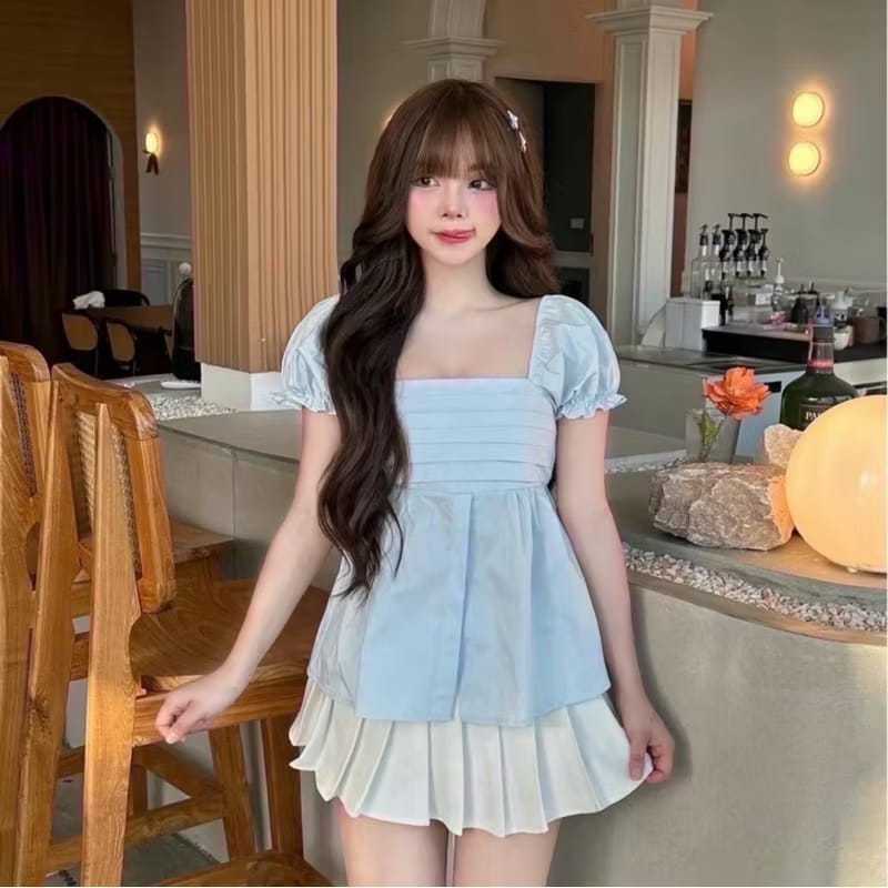 KATUN Tq88indonesia เสื้อเบลาส์ลําลองผู้หญิงสไตล์เกาหลี / QUEEN TOP เสื้อเชิ้ตผู้หญิง ผ้าฝ้ายธรรมดา 