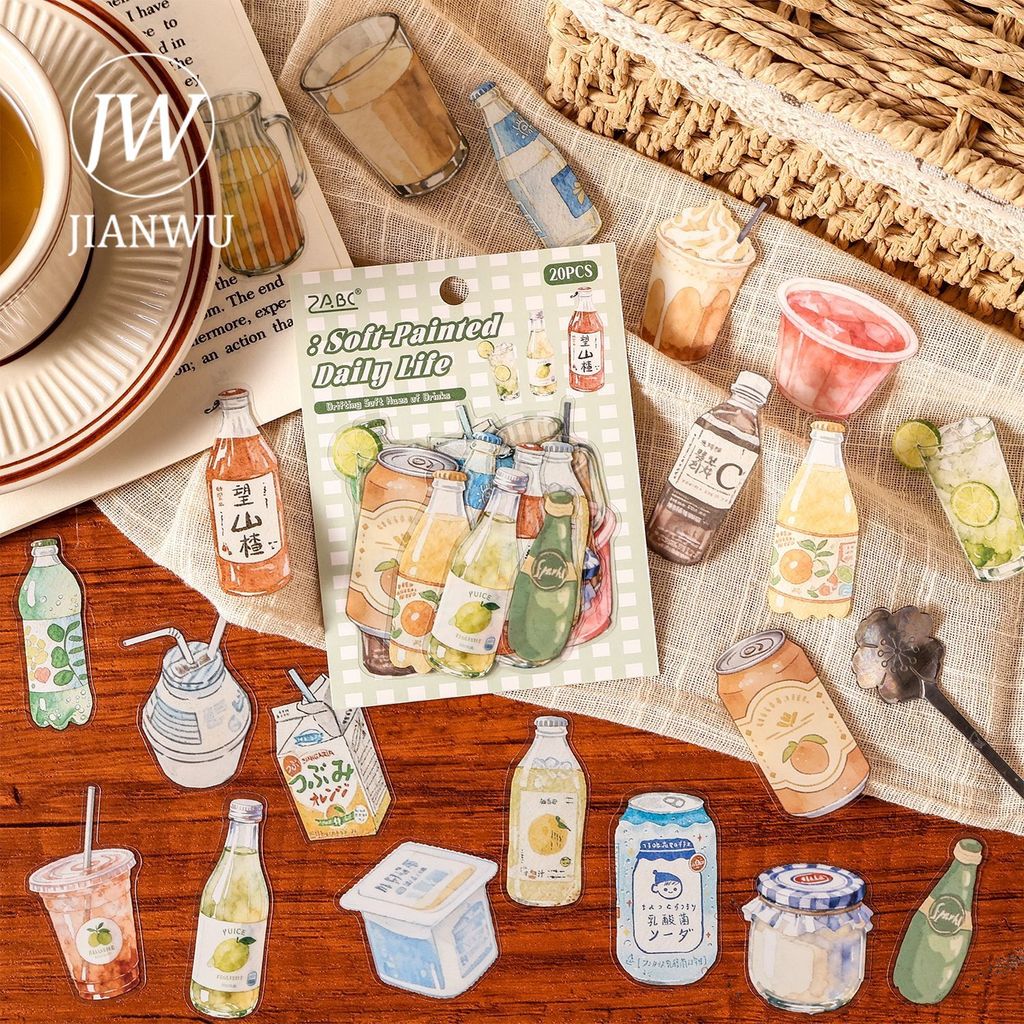 JIANWU ภาพวาดนุ่มชุดทุกวัน Vintage ขนมปังอาหารภูมิทัศน์วัสดุ Collage PET สติกเกอร์ Creative DIY Journal เครื่องเขียน