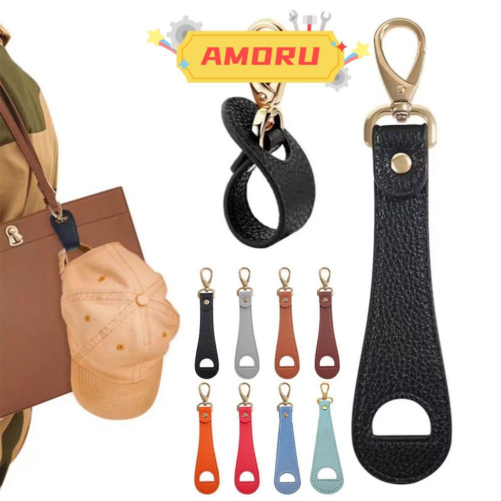 AMOR12U7 ที่ใส่หมวก, แฮนด์ฟรี PU หนังคลิปหมวก, กระเป๋าถือคุณภาพสูงอุปกรณ์เสริมกลางแจ้ง Hooks Outdoor