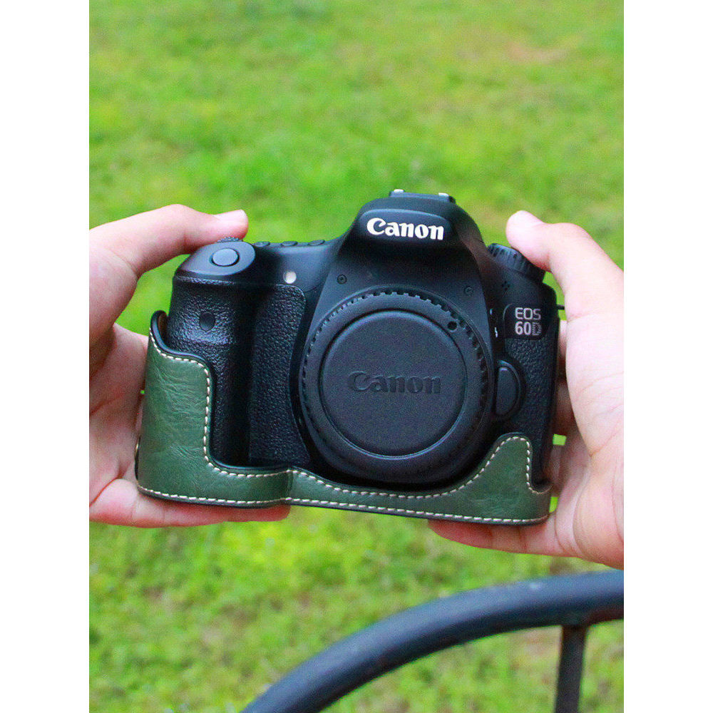 Canon 80D 850D เคสหนังลายวัวฐานสีเขียว