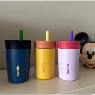 {ของแท้ 100% และมีพร้อมส่ง} Owala Kids Tumbler ขนาด 12oz (355ml), ขวดน้ำสแตนเลสหุ้มฉนวนพร้อมหลอดดูด