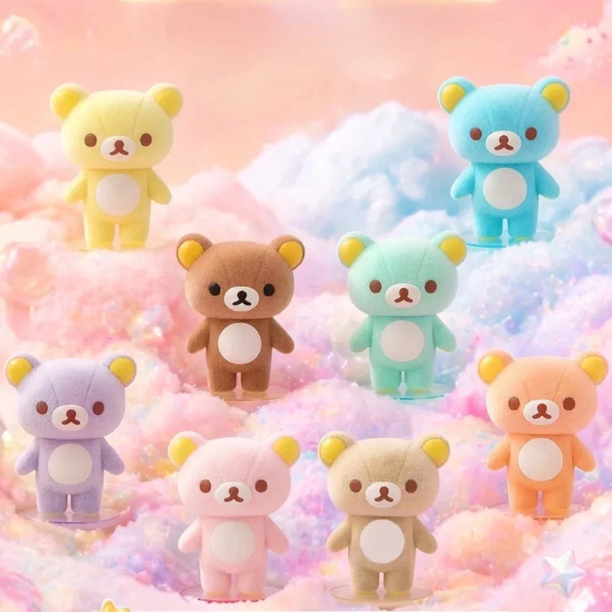 ของแท้ Play Planet Easy Bear Snow Cheese สีสัน Mystery กล่องน่ารัก Flocking ตุ๊กตาเดสก์ท็อปตกแต่งสาวของขวัญญี่ปุ่น