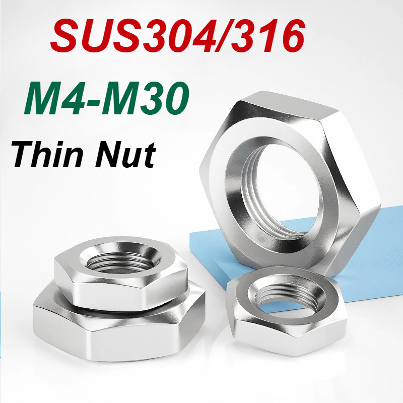 MX-WJ304/316 Stainless Steel Hex Thin Nut, M4-M30, DIN 439, Thin-Profile Hex Nuts, Hex Jam Nuts