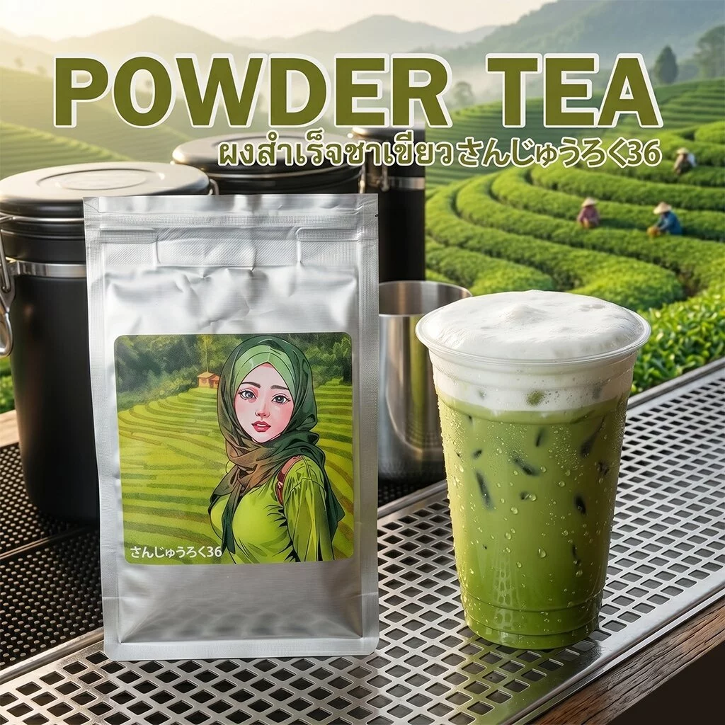 ผงชาสำเร็จ Powder Tea : ละลายด้วยน้ำร้อน : พร้อมสูตรร้านกาแฟเฮียเข้ม