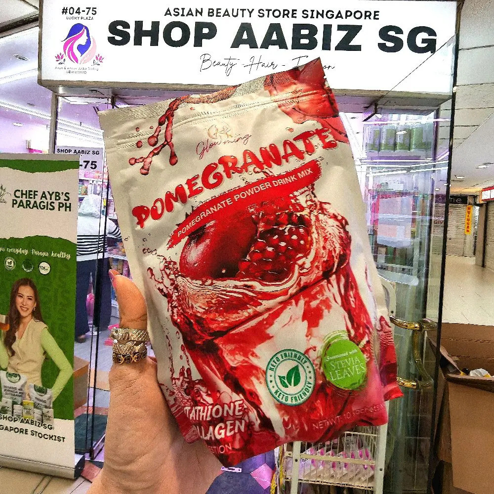 POMEGRANATE Detox Glutathione Collagen CC Glam Glowming Juice Drink Halal Certified - 10 Sachets - S