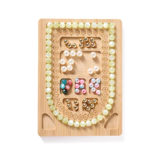 ถาดร้อยลูกปัดไม้แท้ (Bamboo) บอร์ดออกแบบสร้อยคอ กำไลข้อมือ มีสเกลวัดขนาด สำหรับงาน DIY แฮนด์เมดมืออาชีพ