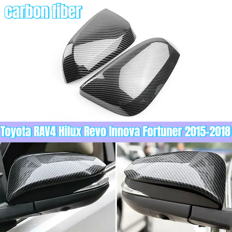 Toyota Fortuner AN160 Hilux SW4 RAV4 /Revo 2015-2018 ABS ฝาครอบกระจกมองหลังรถยนต์คาร์บอนไฟเบอร์