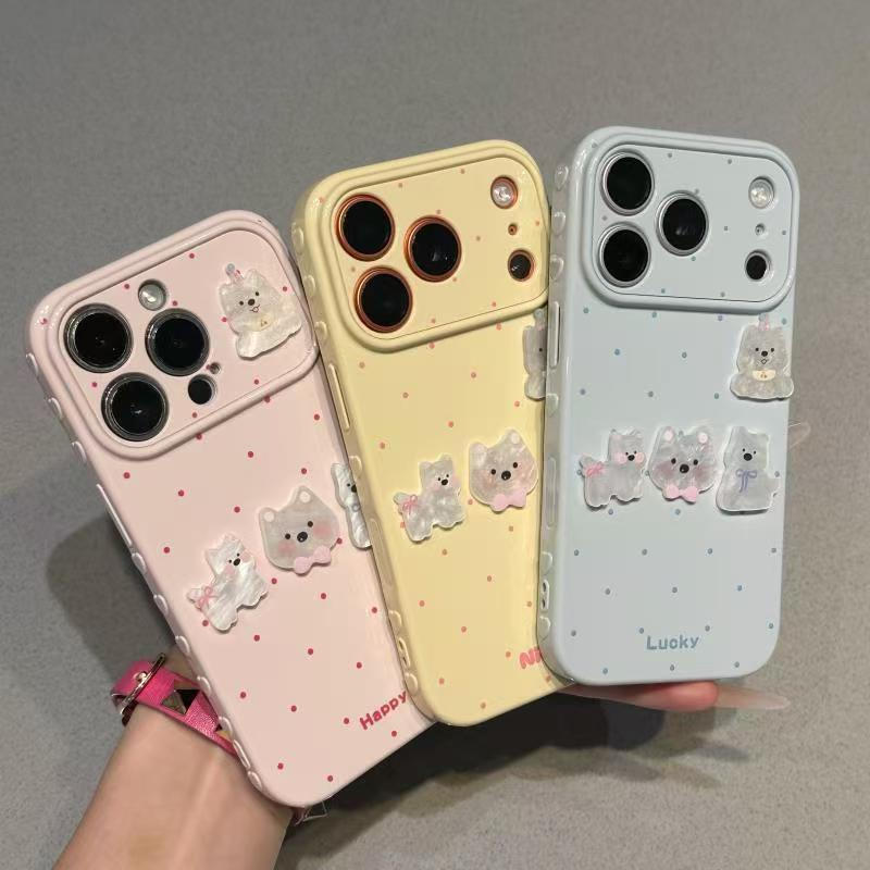 เคสโทรศัพท์ความรักด้านข้างเหมาะสําหรับiPhone 11 12 13 14 15 16 17PromaxลูกสุนัขสามมิติTPUเรียบง่ายกันกระแทก