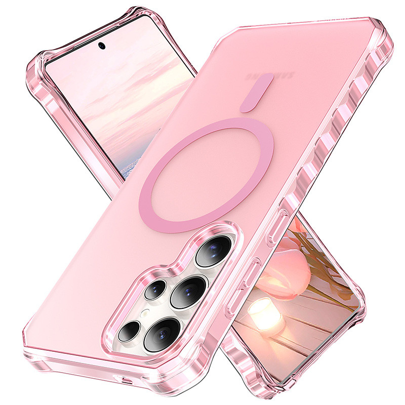 สําหรับเคสโทรศัพท์ Samsung Galaxy S26 Ultra S25Ultra ปลอกฝ้าโปร่งใสแหวนแม่เหล็กถุงลมนิรภัย S26 + เปลือก