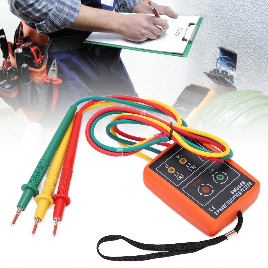 เครื่องทดสอบการหมุน 3 เฟส SM852B เครื่องวัดลำดับสำหรับห้องปฏิบัติการครอบครัวโรงเรียน