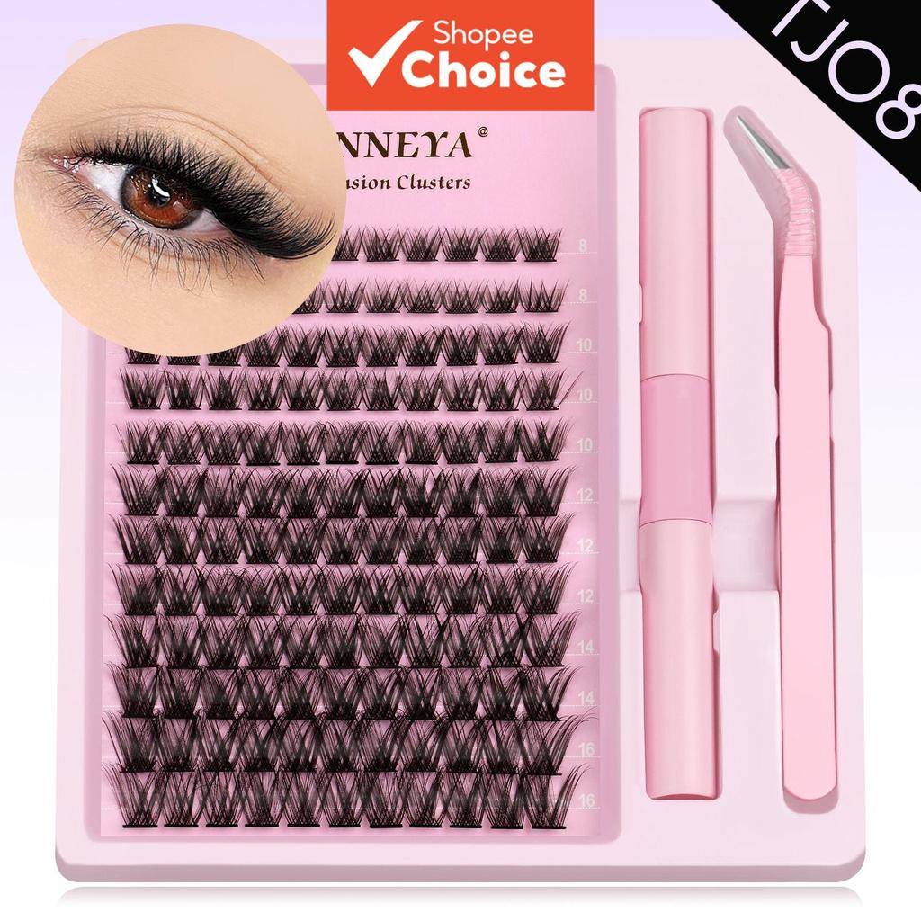 DIY Lash Clusters Kit, D Curl Volume Extensions พร้อมแหนบกาว