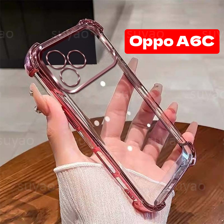 สําหรับOppo A6C 4G 2026 สี่มุมAnti Dropเคสโทรศัพท์TPUปลอกใสOppoA6C A6S OppoA6S Electroplatedโปร่งใสกันกระแทกป้องกันนุ่มปกหลัง