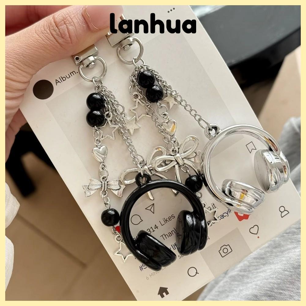 เสน่ห์กระเป๋าหูฟังเพลง LANHUA, เครื่องรางหูฟัง Y2K แบบแขวน, พวงกุญแจตกแต่งกระเป๋าน่ารัก