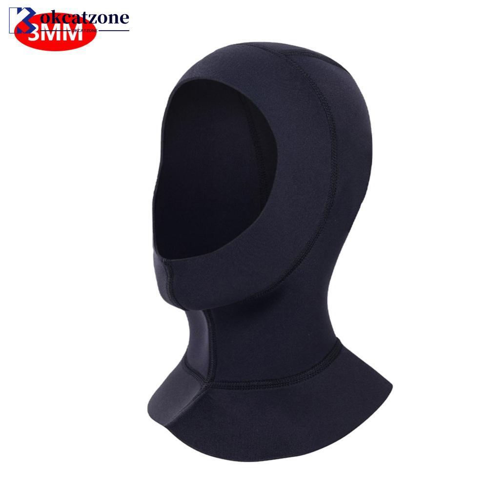 OKCATZONE 3mm Neoprene ความร้อนดําน้ํา Hood Wetsuit หมวกยืด Scuba Dive Hood สําหรับชายผู้หญิงน้ําเย็