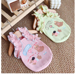 Simple Lace Camisole Casual Cartoon Summer Thin Pet Clothes for Small Dogs Bichon Teddy