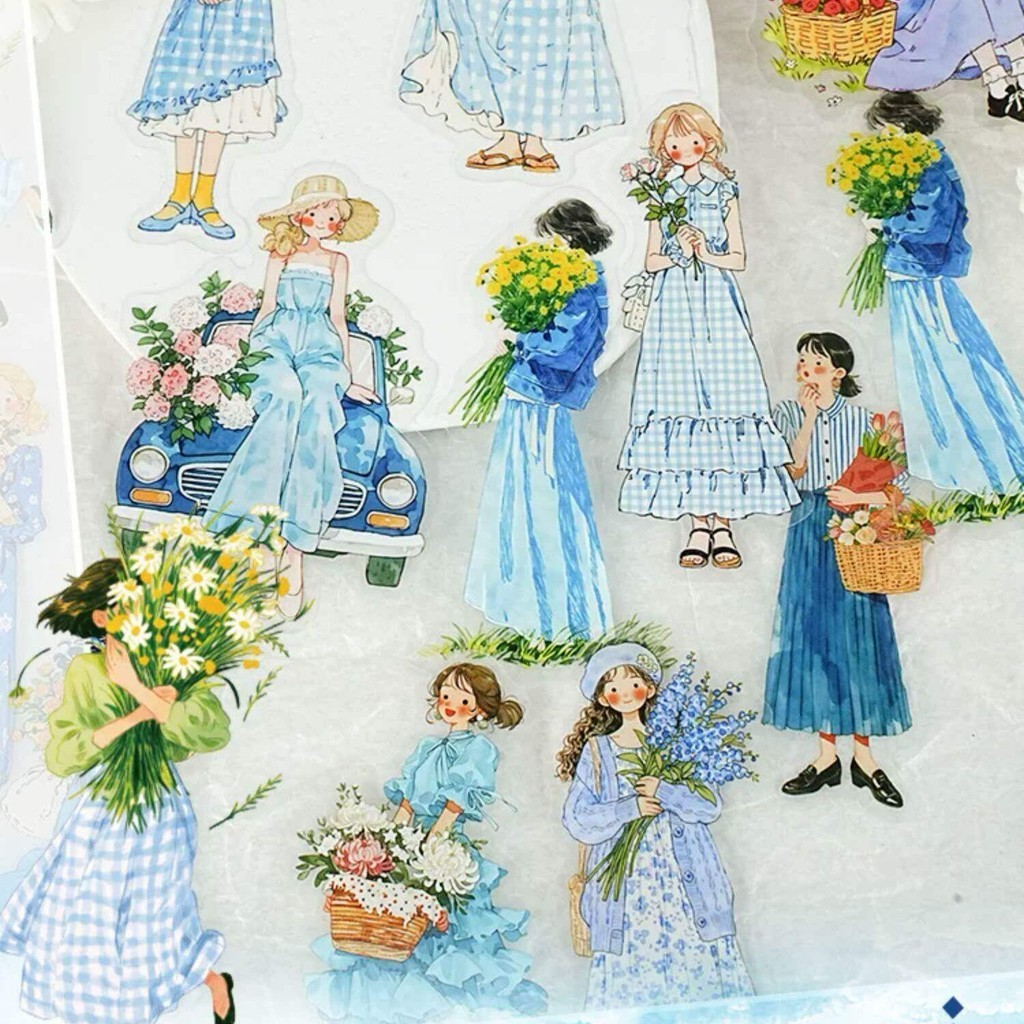 15 ชิ้น Scrapbooking สติกเกอร์ PET Girls People สติกเกอร์สําหรับวารสารสมุดภาพอุปกรณ์สติกเกอร์โปร่งใสสําหรับวารสาร Collage Bojo Craft Art