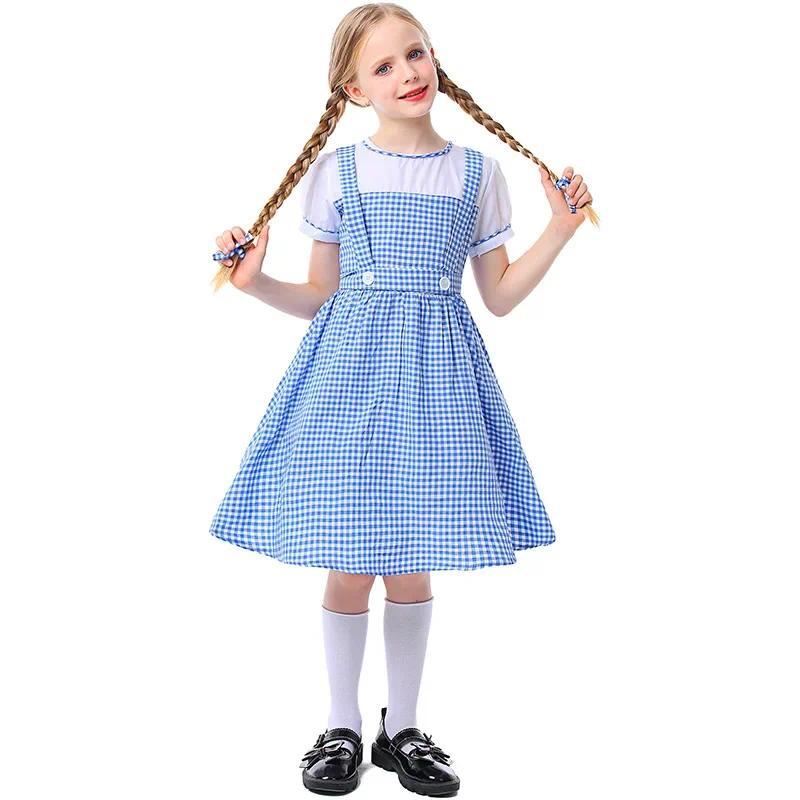 เครื่องแต่งกาย The Wizard of Oz Dorothy ชุดสั้นสำหรับหญิงและเด็ก พร้อมใช้งานในงานฮาโลวีนและหนังสือสัปดาห์
