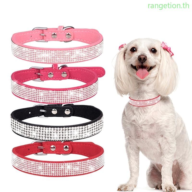 RAN คริสตัลลูกสุนัข COLLAR ปรับปลอกคอสุนัข Rhinestones Soft Bling COLLAR สําหรับขนาดเล็กขนาดกลางขนาด