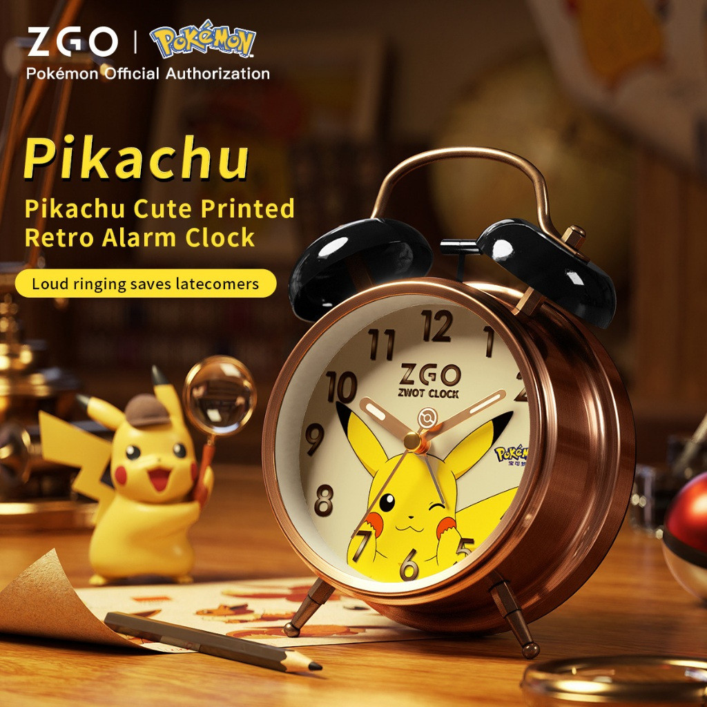 ZGO x Pikachu นาฬิกาปลุกลายโปเกมอน ไฟกลางคืน ประหยัดไฟ นาฬิกาปลุกห้องนอนหอพักนักเรียน เหมาะสําหรับนักเรียนชั้นประถมศึกษา 0072