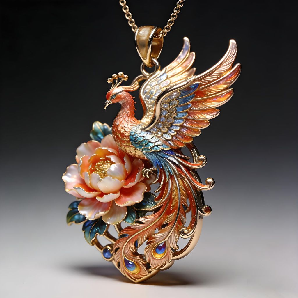 Peony สร้อยคอสไตล์โบราณ Handmade Phoenix สไตล์จีน Creative Phoenix Peony สร้อยคอเคลือบจี้หรูหรา