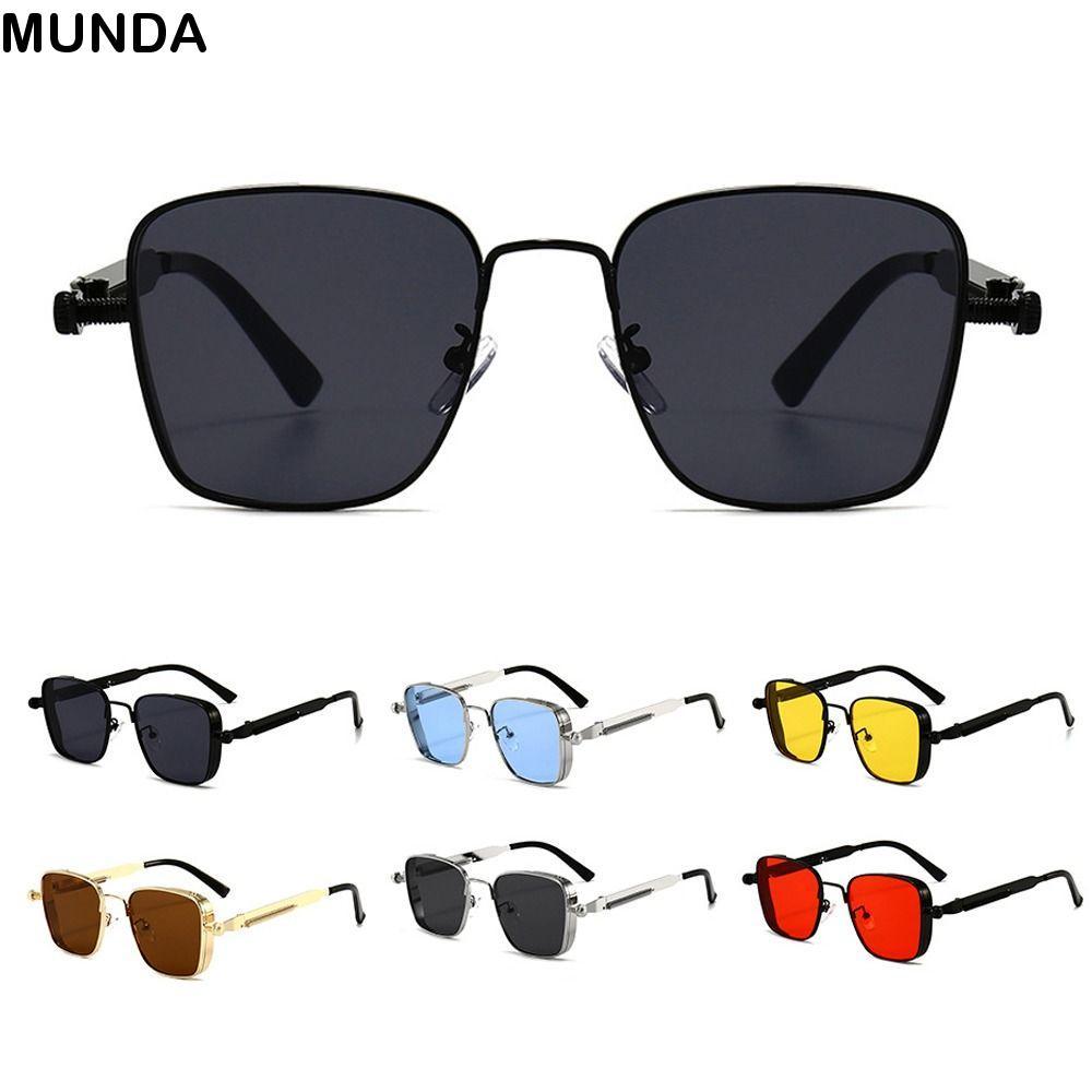MUNDA แว่นกันแดดกรอบโลหะสไตล์เรโทร, พังค์ ตากันแดด สำหรับทั้งผู้หญิงและผู้ชาย ป้องกันรังสียูวี 400 เหมาะสำหรับฤดูร้อน