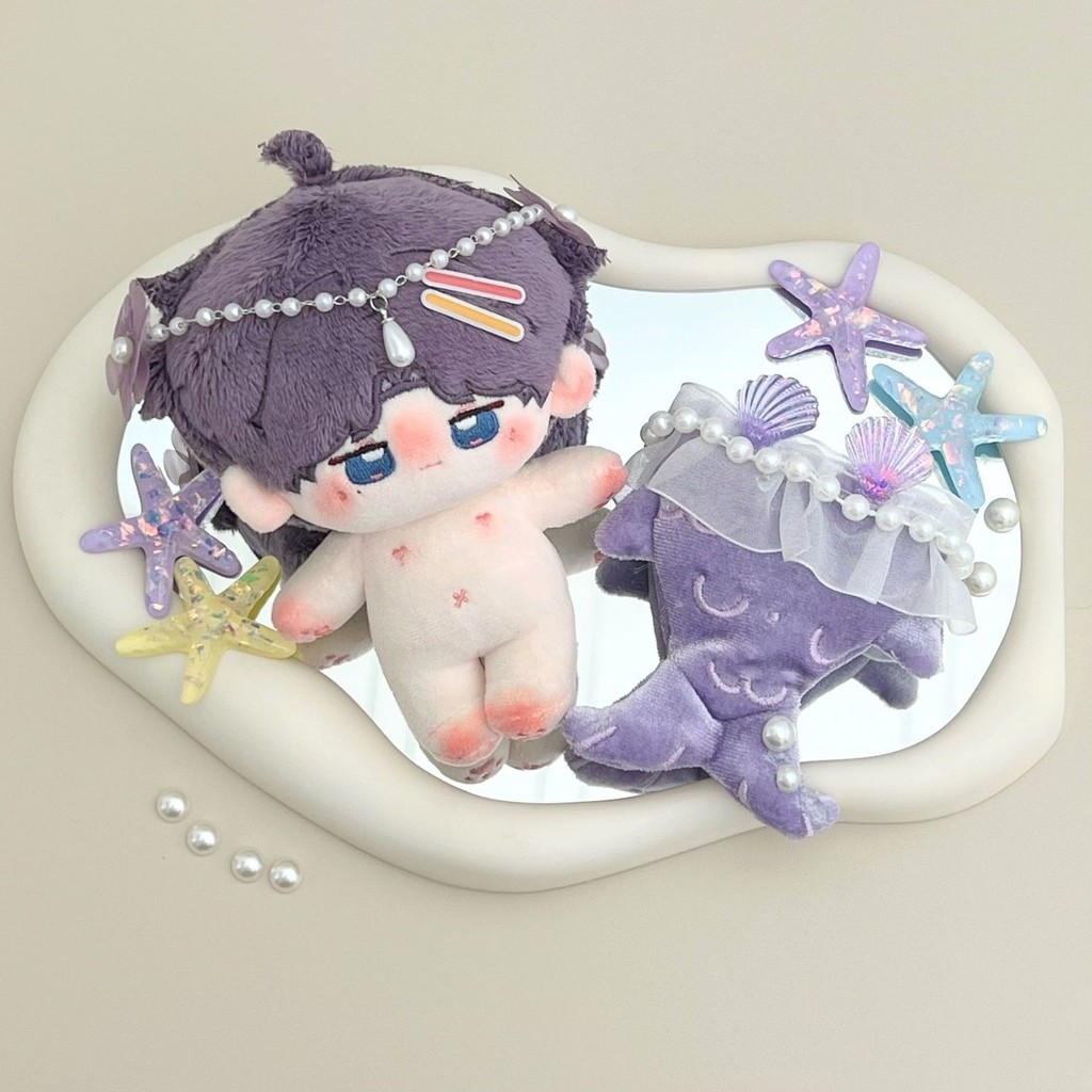 ตุ๊กตาผ้าฝ้ายขนาด 10 ซม. Qi Yu Mermaid เสื้อผ้าเด็ก 4.27