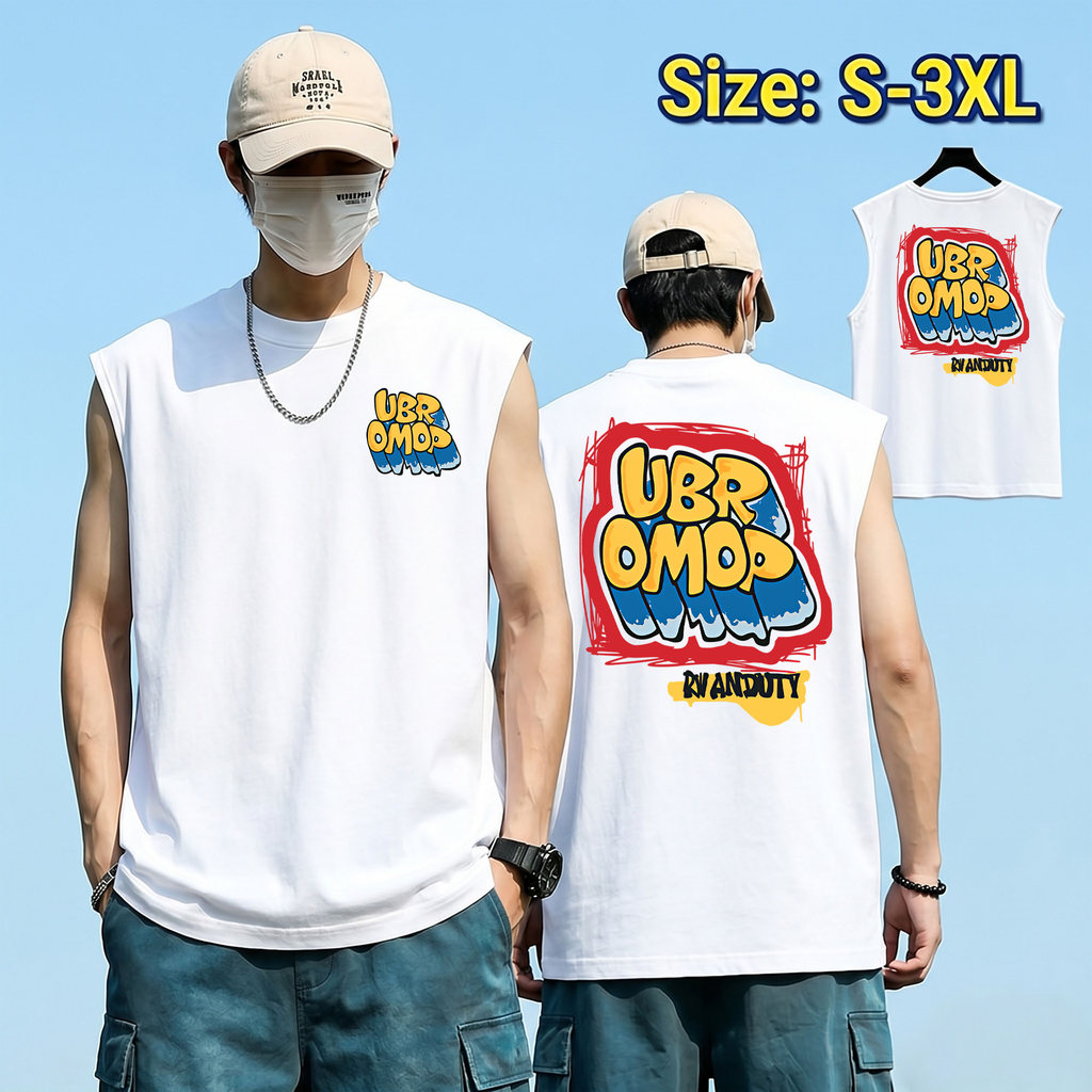 Sea.Tee เสื้อแขนกุด oversize ผ้าCotton100% เสื้อวินเทจ sleeveless vest ใส่สบาย 'UBR OMOP' 3XL
